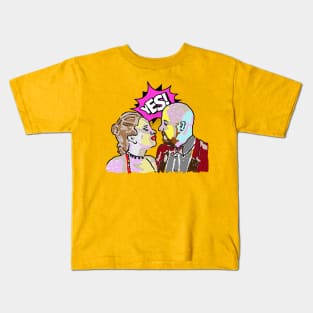 Couple in love pop art colorful pink, purple, red, white, beige, brown Kids T-Shirt